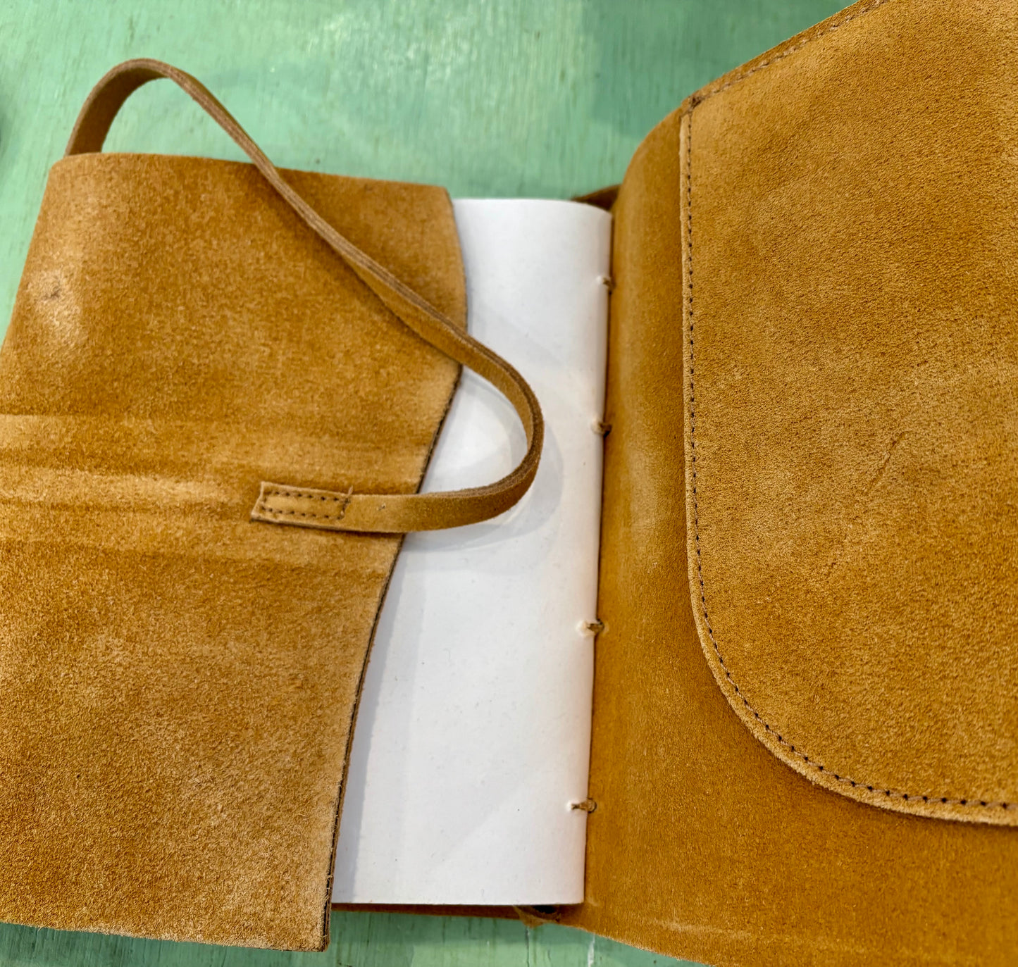 Cognac Color Suede Journal w/Cotton Paper