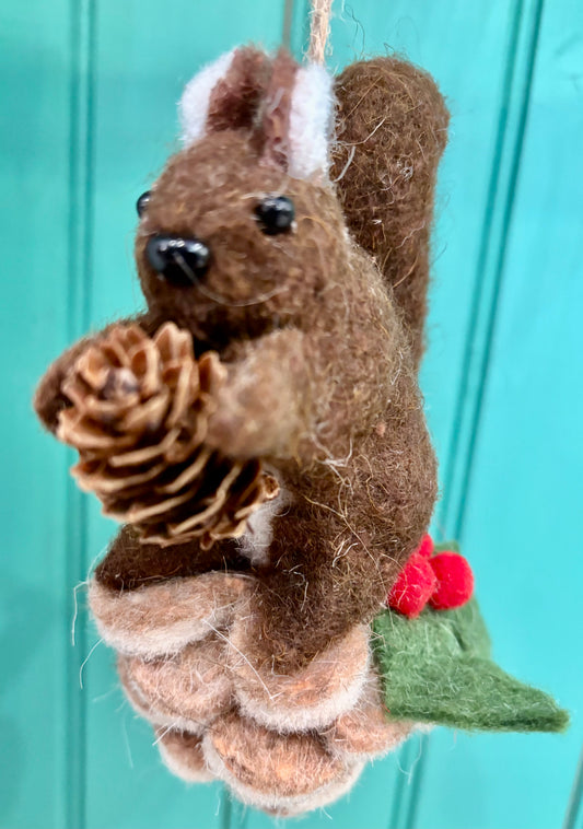 Squirrel on Pinecone Ornament