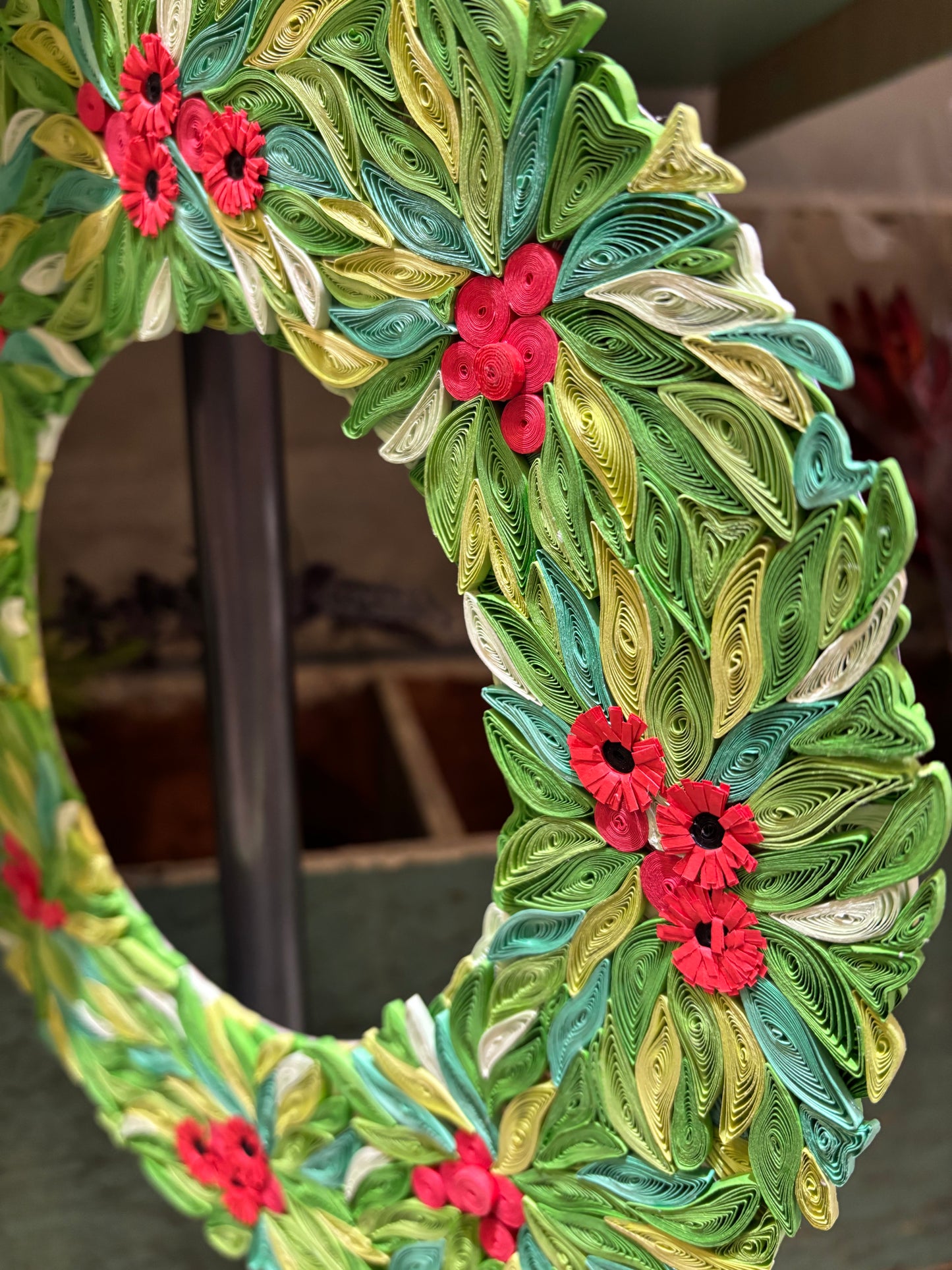 Quilled Paper Holly Wreath