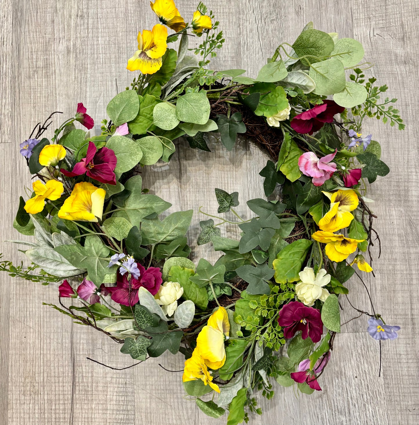 Pansy Garden Twig Wreath