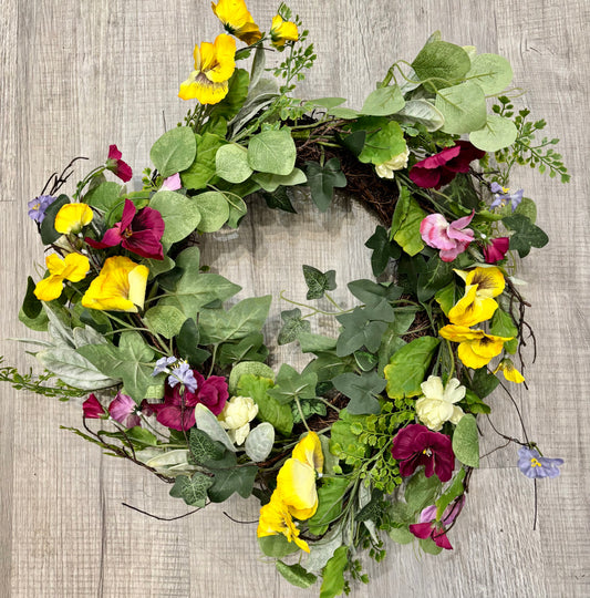 Pansy Garden Twig Wreath