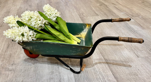 Distressed Metal Wheelbarrow