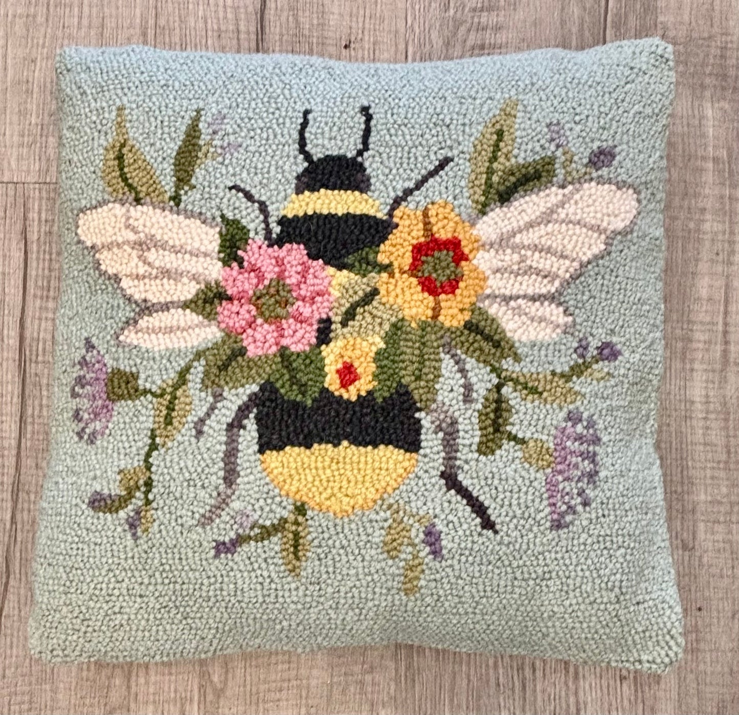 Floral Bee Over Flowers Pillow