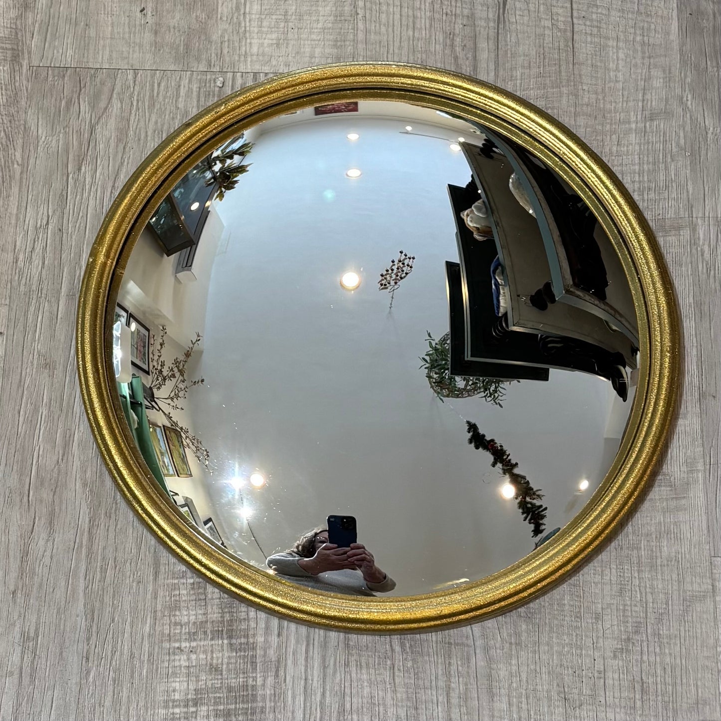 Gold Round Convex Mirror