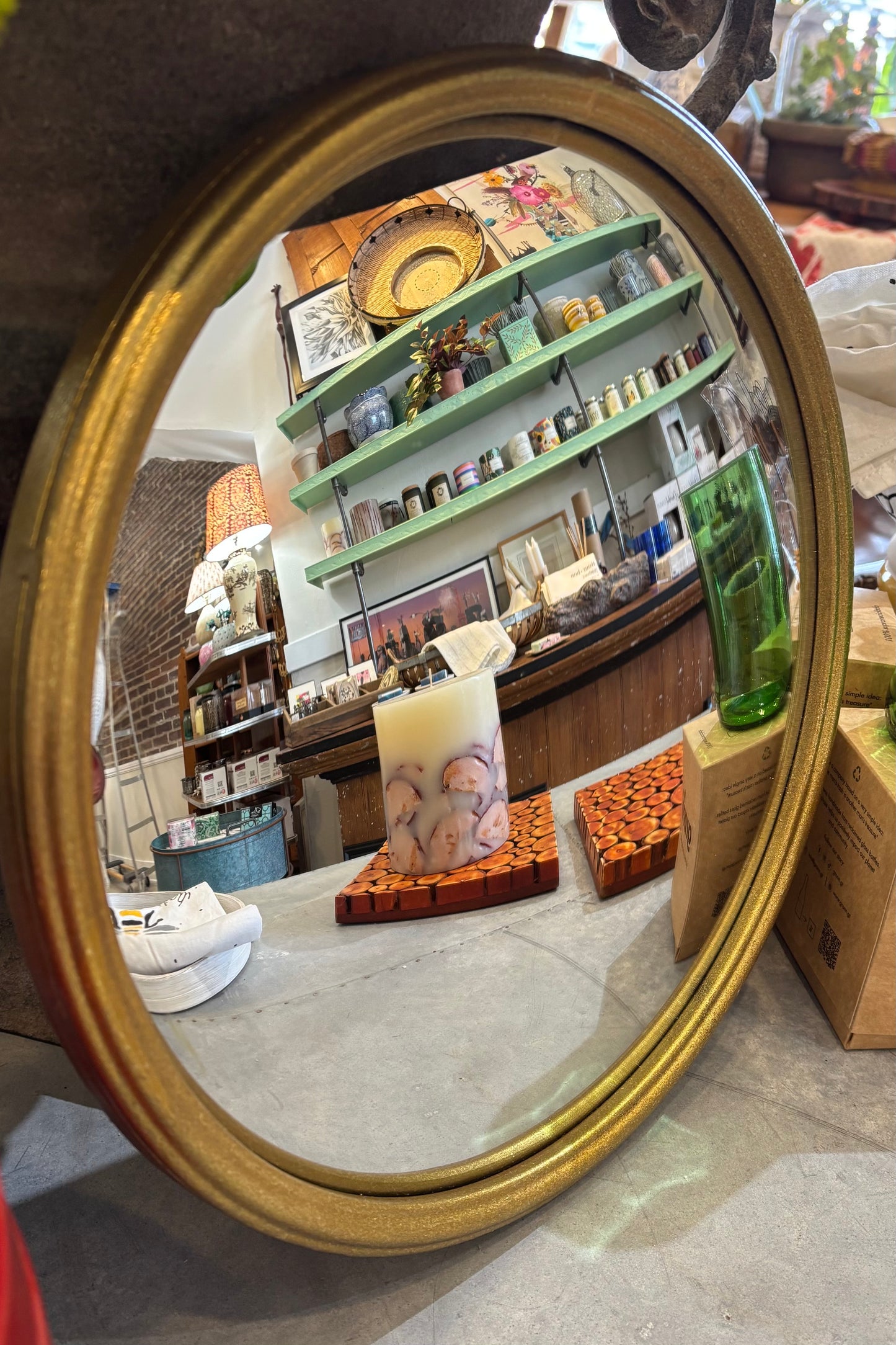 Gold Round Convex Mirror