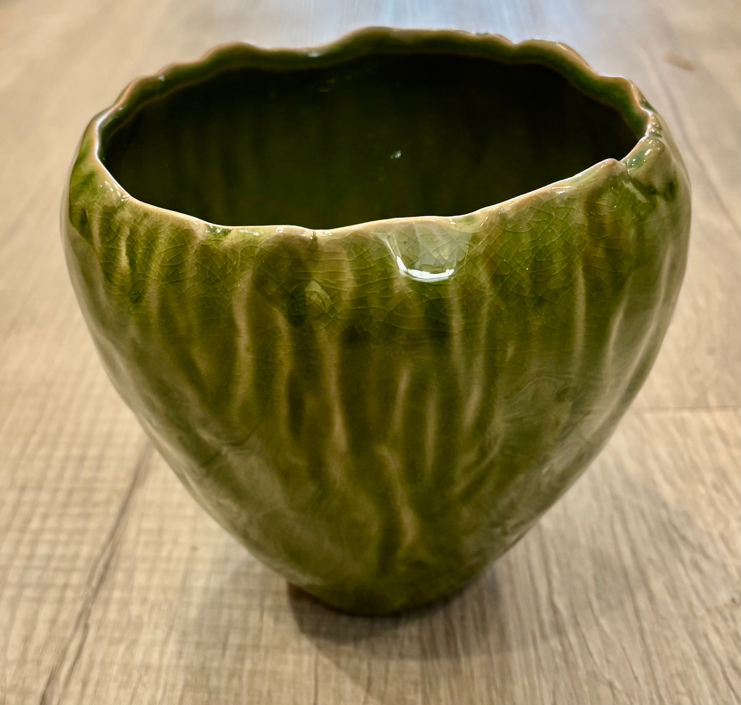 'Evelyn" Green Ceramic Pot/Small