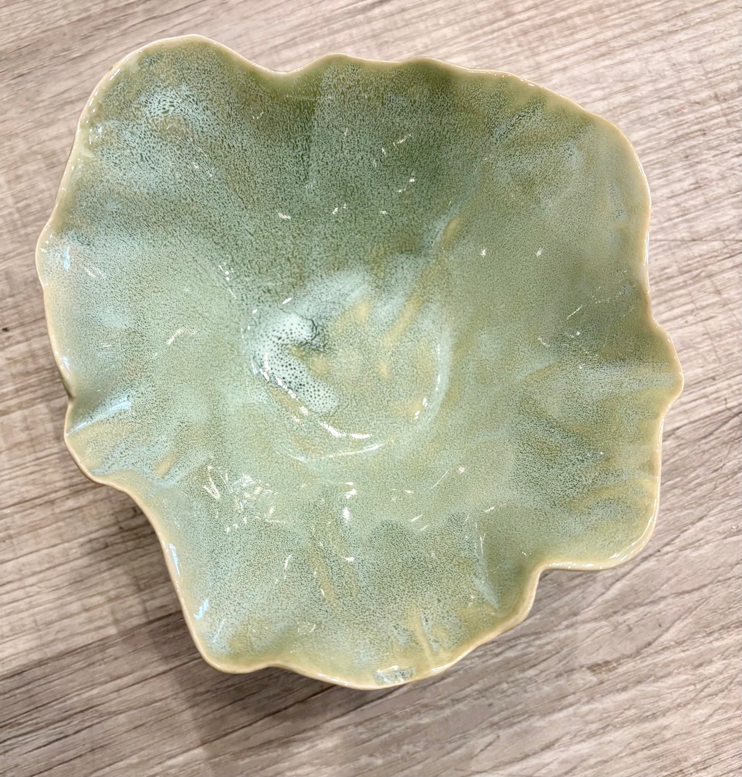 Seafoam Scalloped Ceramic Bowl, Small