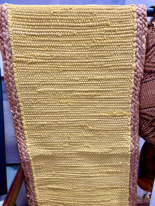 Primrose Yellow Table Runner with Jute Border