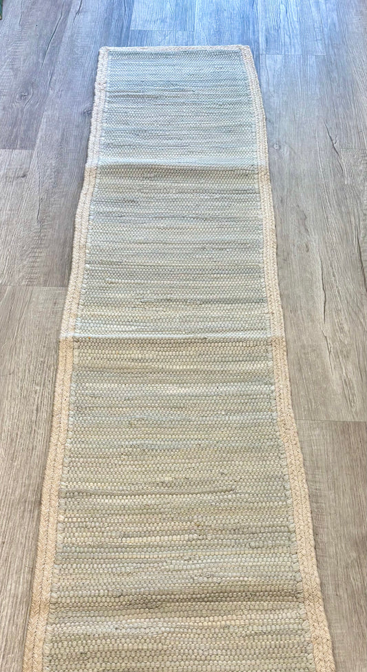 Light Gray Table Runner with Jute Border