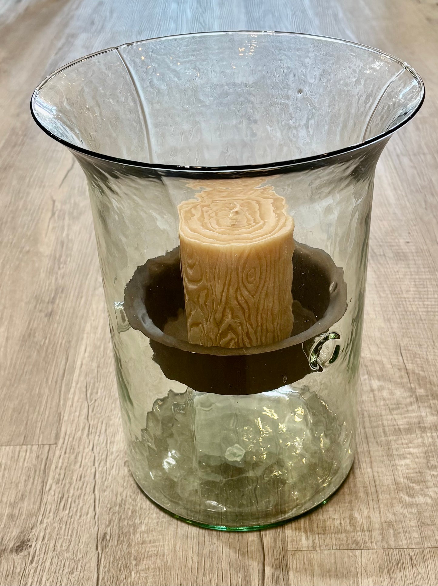 Glass Candle Cylinder with Rustic Insert