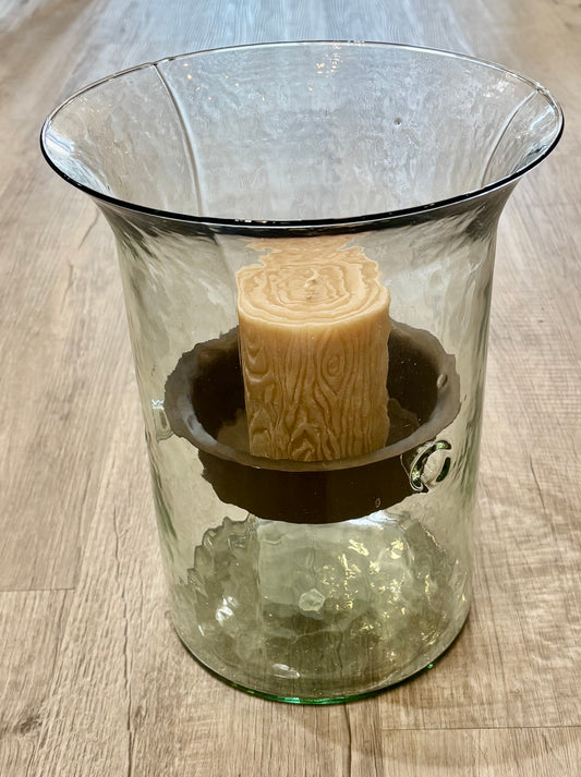 Glass Candle Cylinder with Rustic Insert