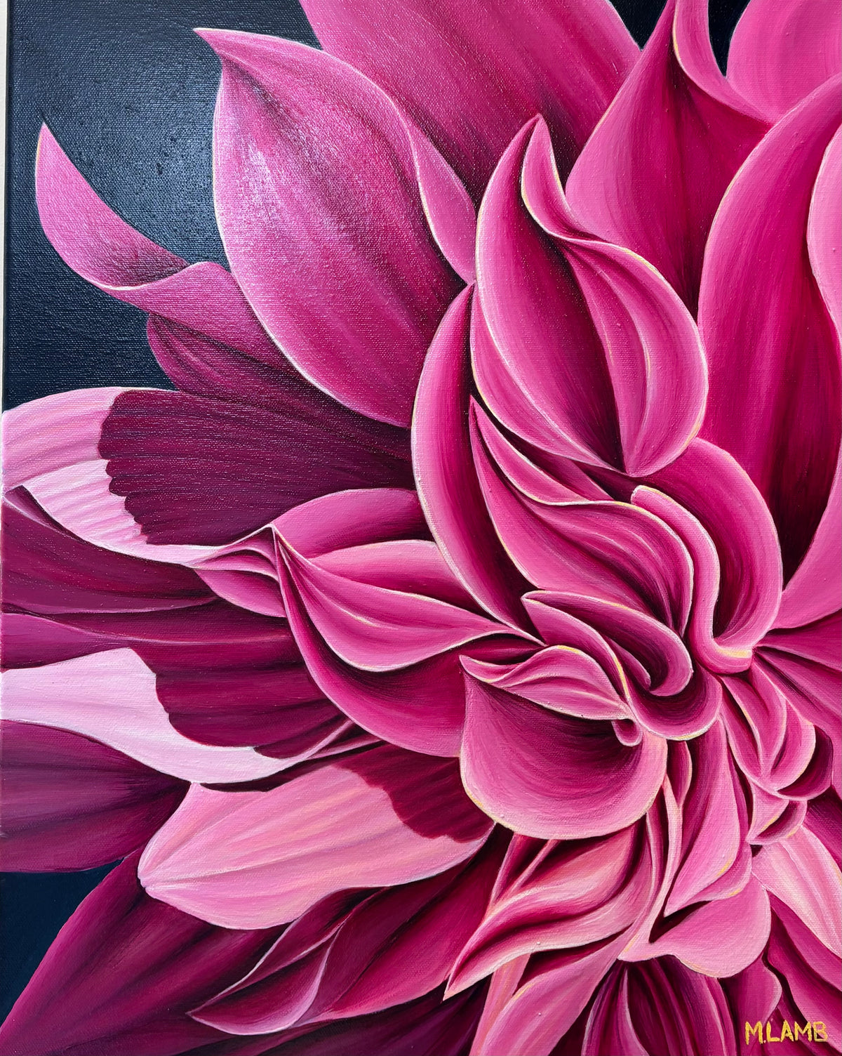 "Pink Dahlia" Original Painting by Morgan Lamb