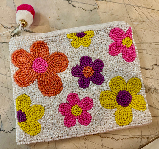 Beaded Coin Purse, Flowers
