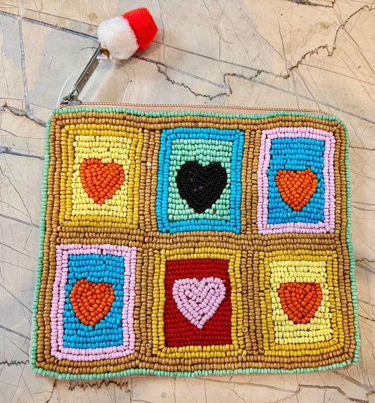 Beaded Coin Purse, Love Blocks