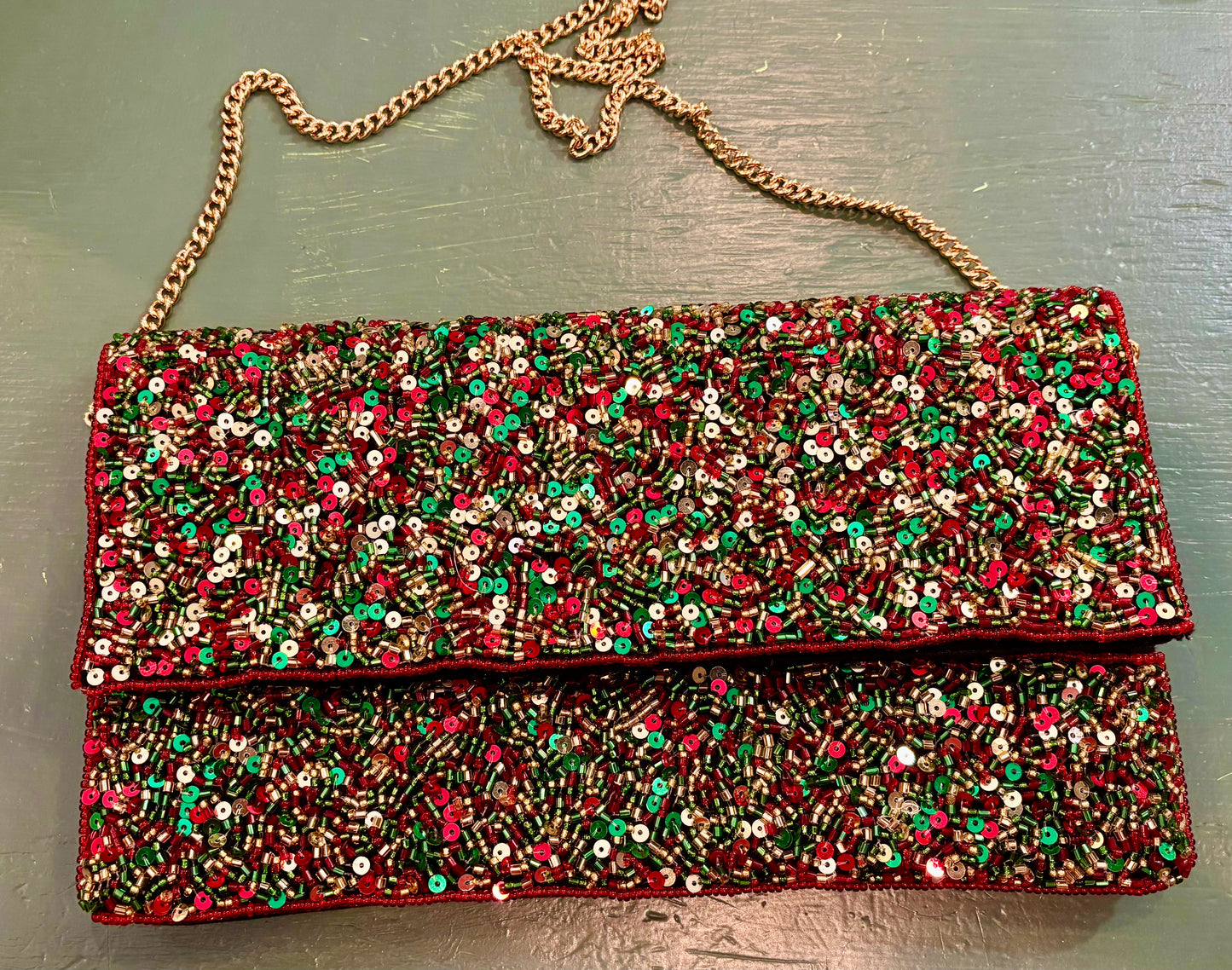 Beaded Clutch, Christmas Confetti