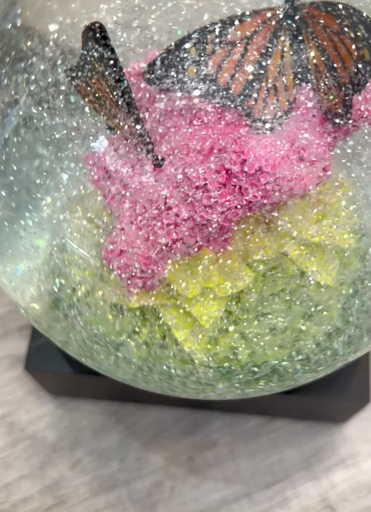 Monarch on Flowers Snowglobe