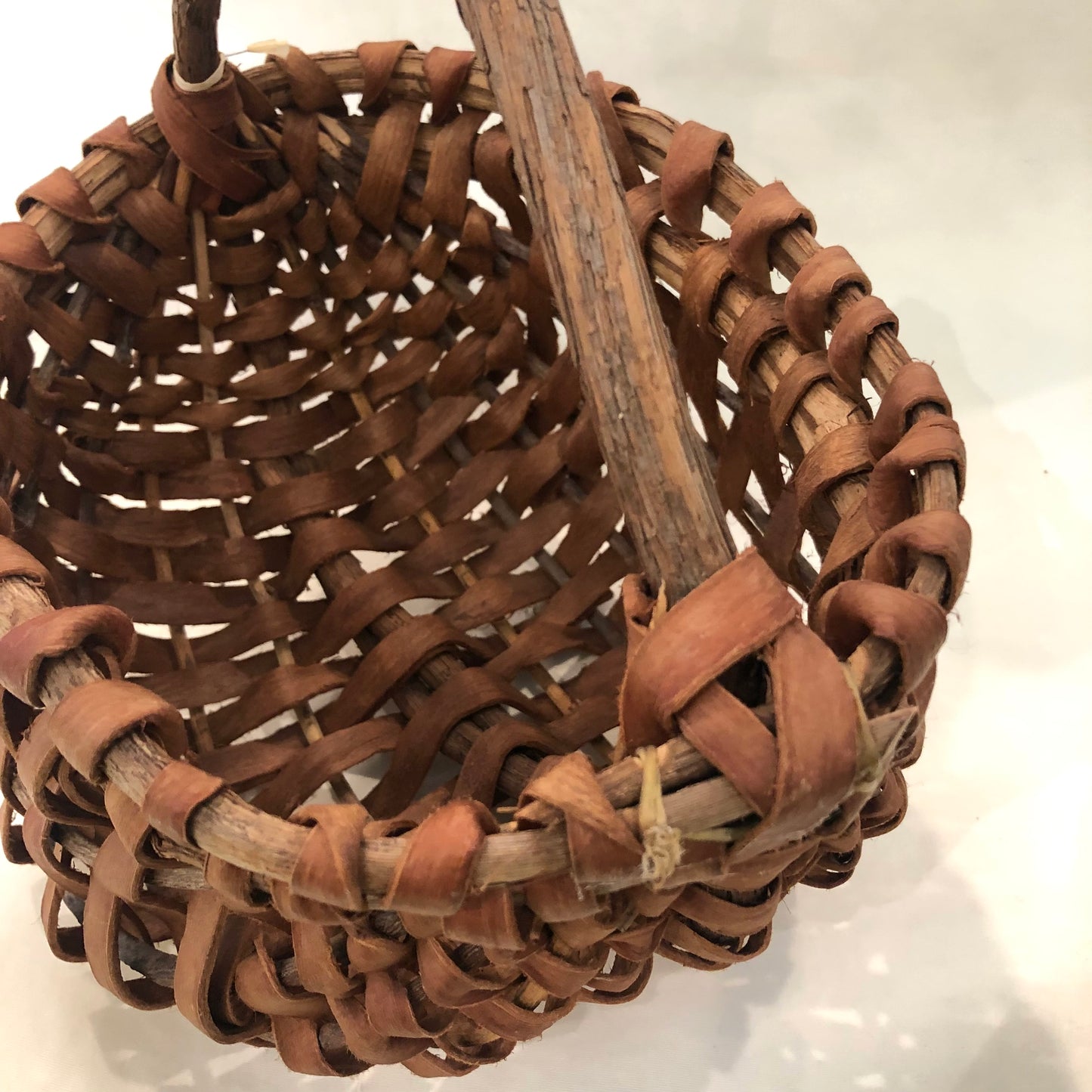 Basket, Vintage, Woven of Leather and Vines