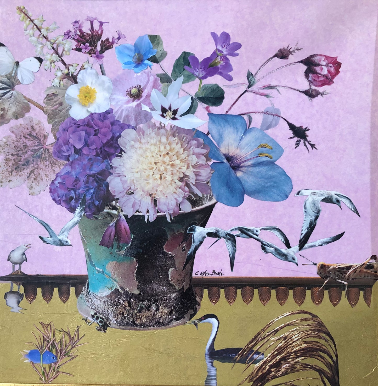 "Lavender Blue Bouquet" collage by Connie Estes Beale