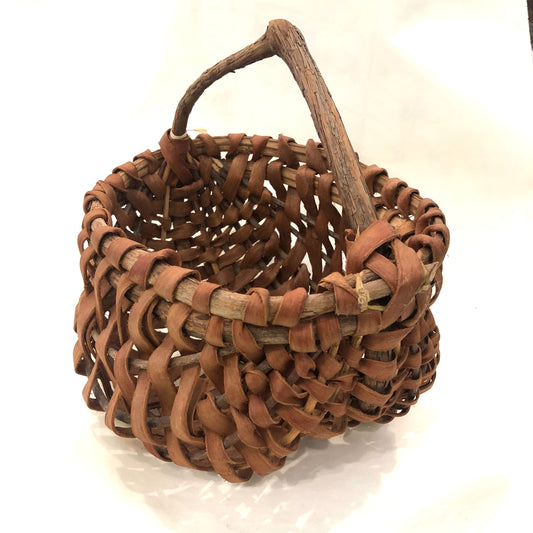 Basket, Vintage, Woven of Leather and Vines