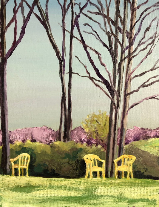 Oil Painting "Three Yellow Chairs" by Connie Estes Beale