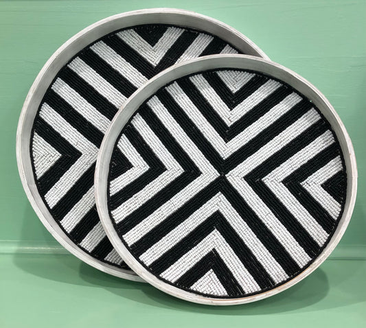 Tray; Black/White Riviera; medium