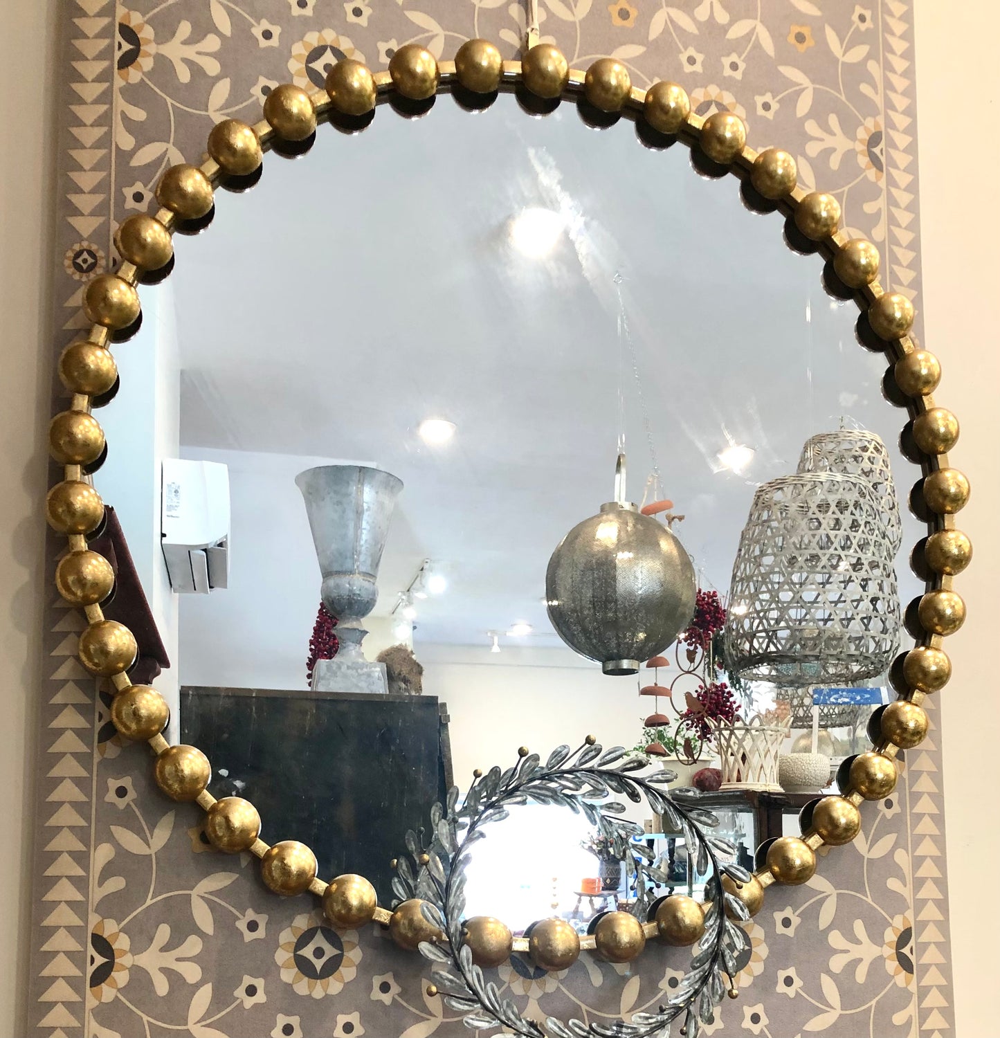 Round Gold Finish Mirror