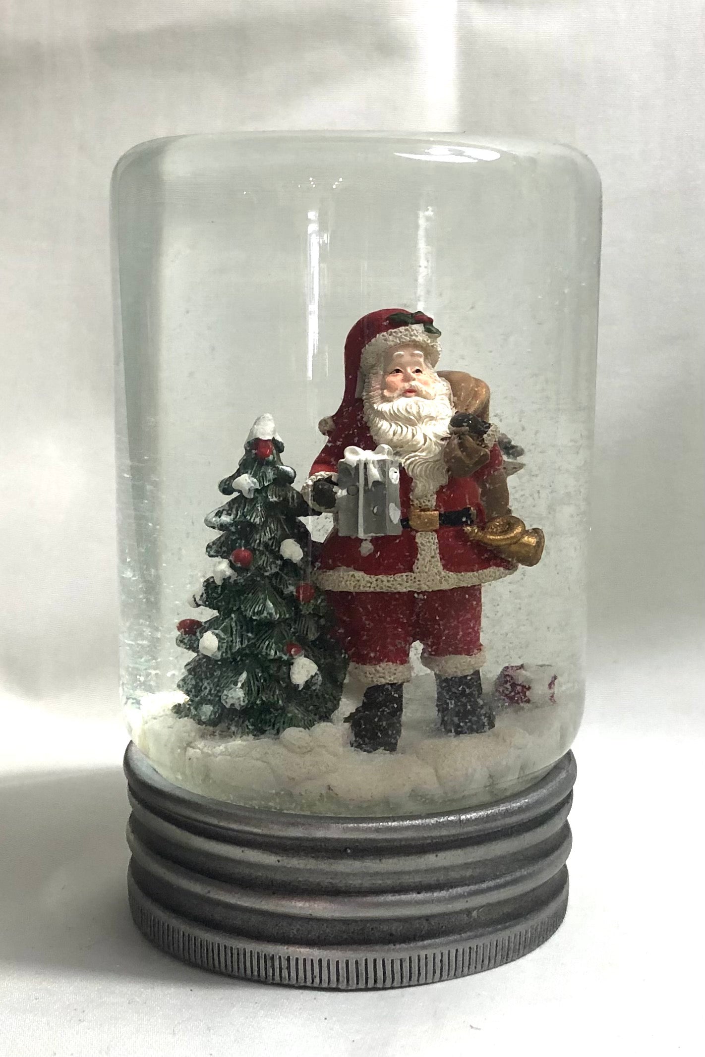 Mason Jar Snow Globe with Santa