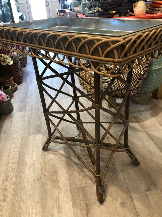 Victorian Style Wicker Plant Tray Table
