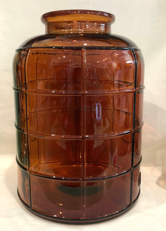 Jar, Amber Glass Overscale Jar with Raised Grid Pattern