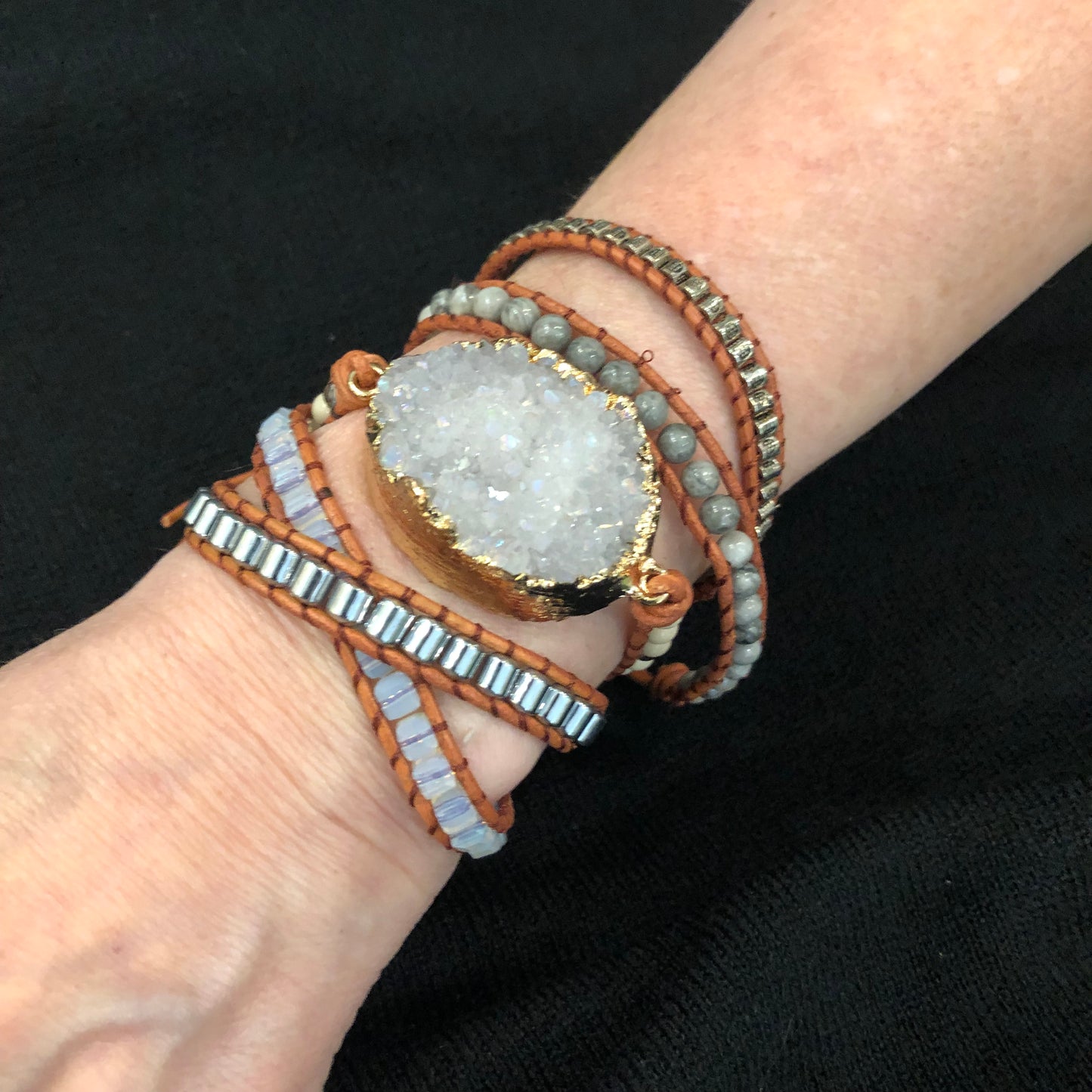 Bracelet, Boho Style Wrap with Crystal
