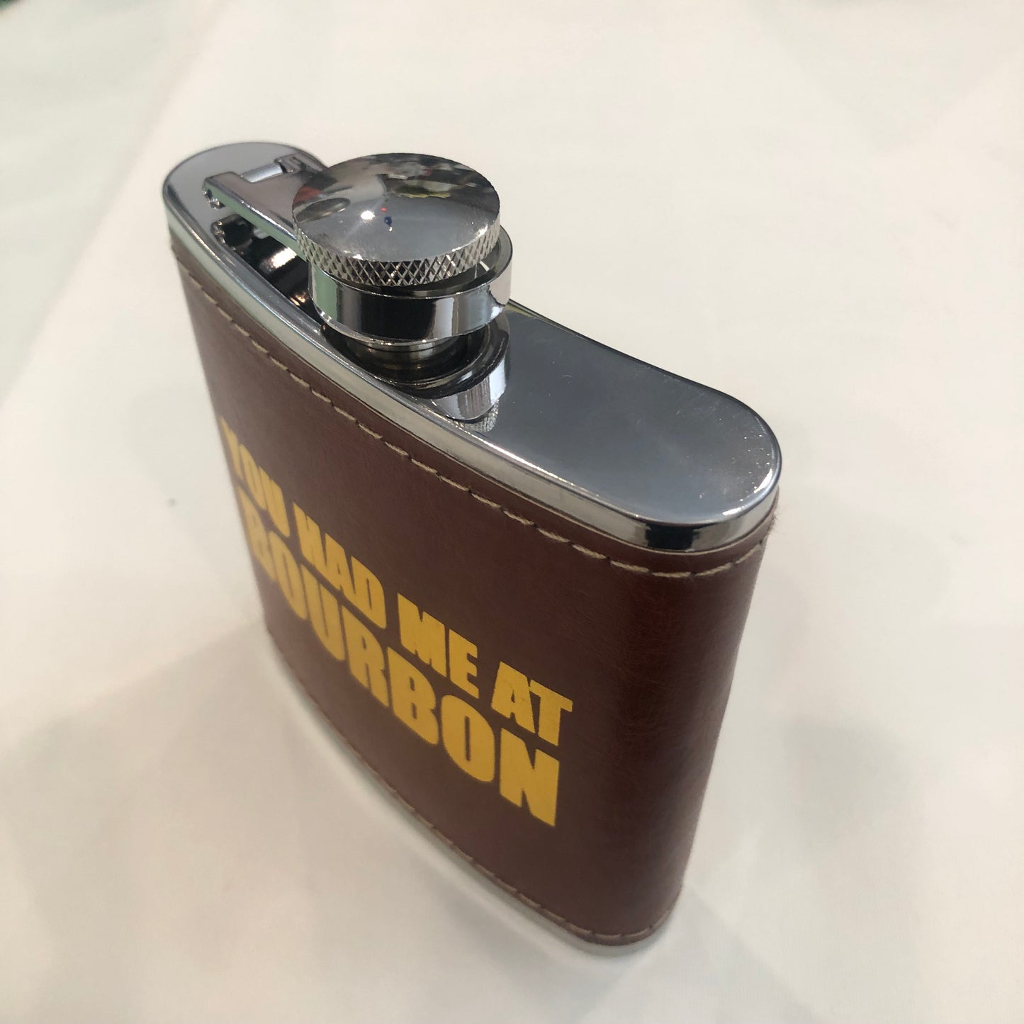 "You Had Me at Bourbon" Leather Wrapped Hip Flask