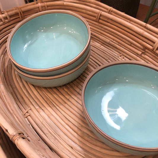 Porcelain Salad Bowl with Aqua Glaze