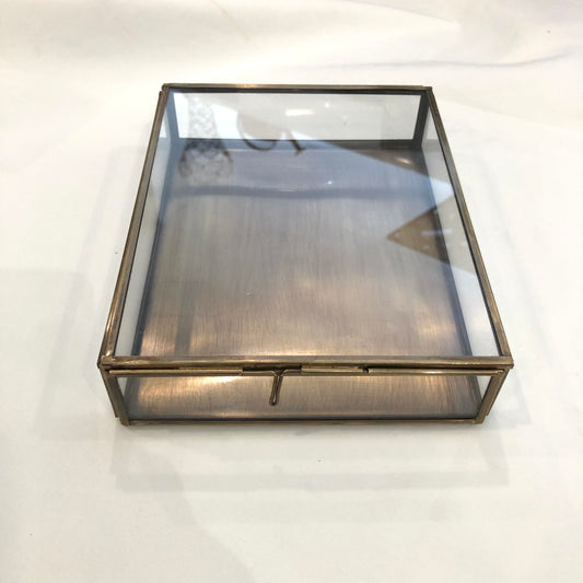 Keepsake Box, Antiqued Brass and Glass