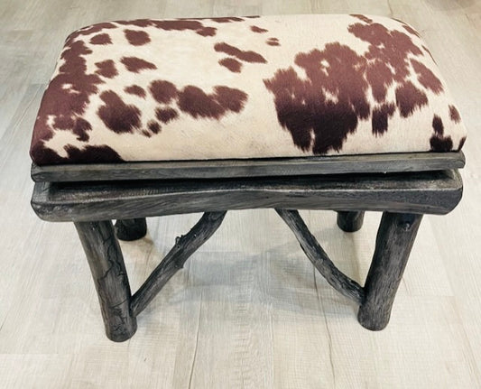 Log Style Bench with Faux Pony Hide Covering