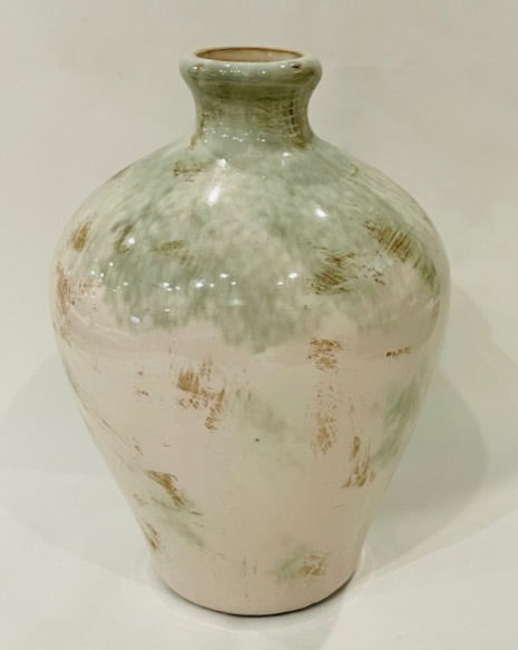 Vase, Glazed with green patina