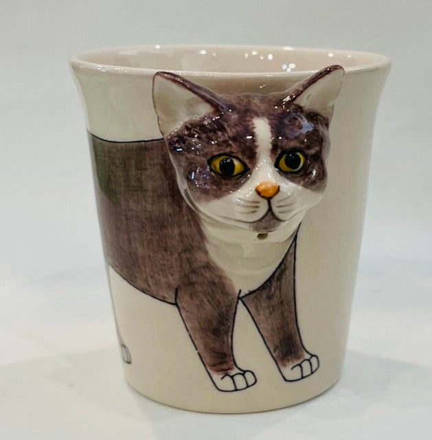 Mug, Cat, Gray & White