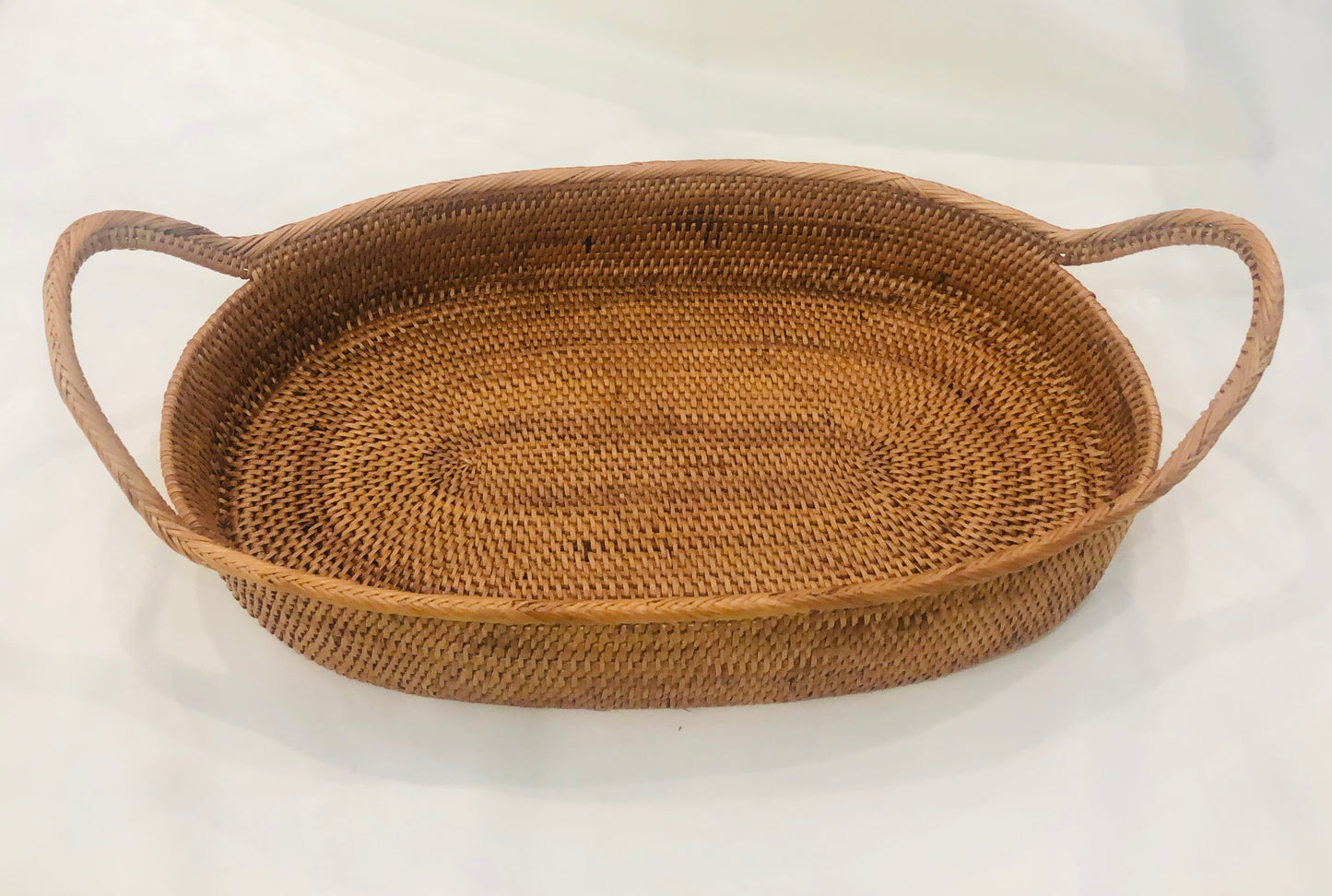 Finely Woven Rattan Tray, Oval with handles,