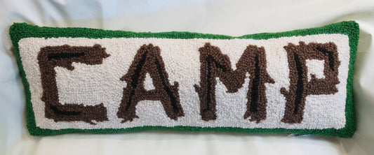 "CAMP" Hooked Pillow