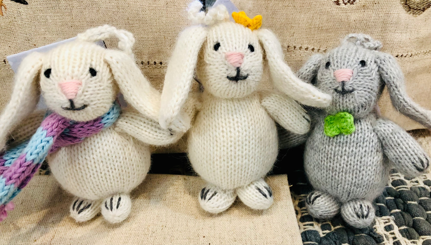 Knitted Bunny  w/Scarf