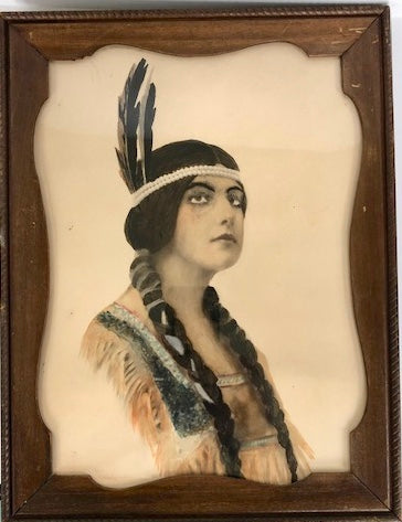 Vintage Watercolor of Native American Woman