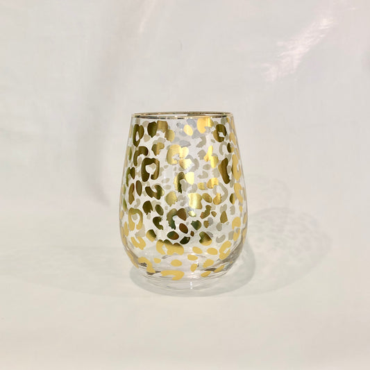 Gold Leopard Wine Glass