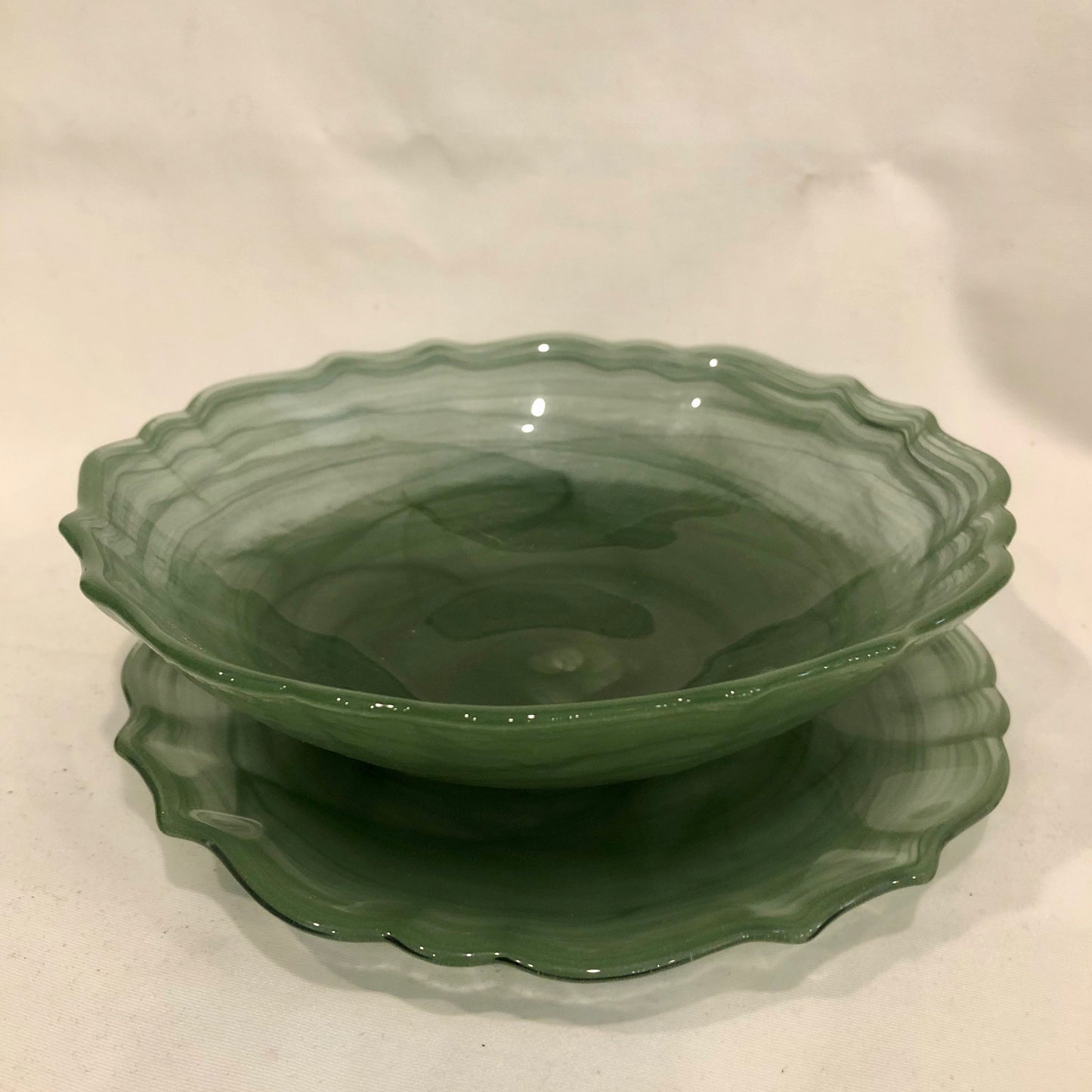 Bowl, Sage Green Swirl Glass