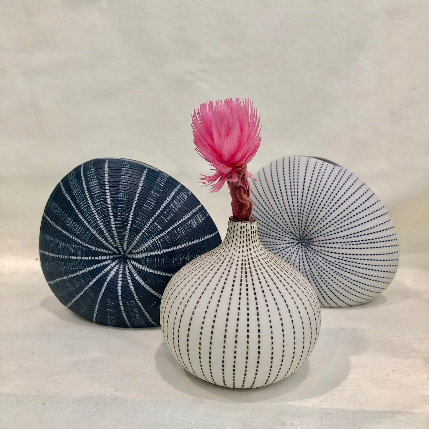 Vase, Small Blue Nautilus Inspired, Porcelain