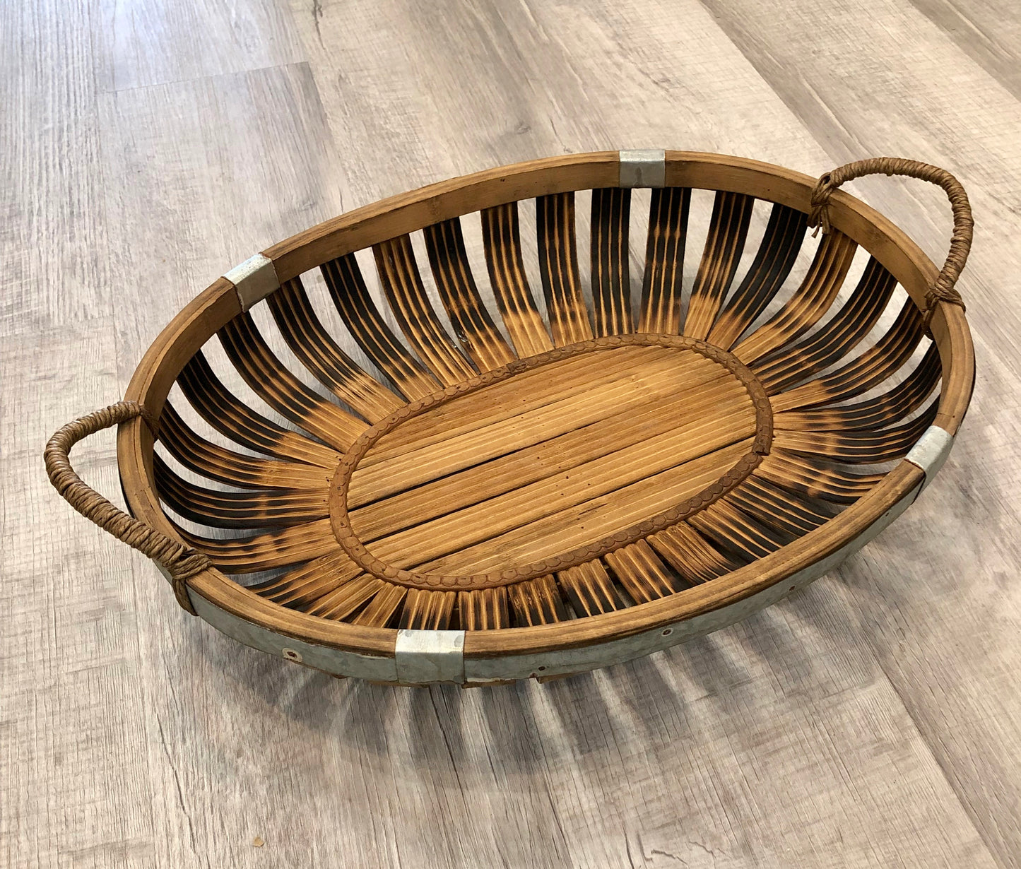 Tray, Wood and Metal Oval, Small