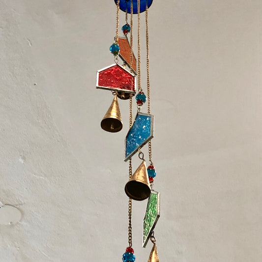 Wind Chime, Blue Bottle with Bells