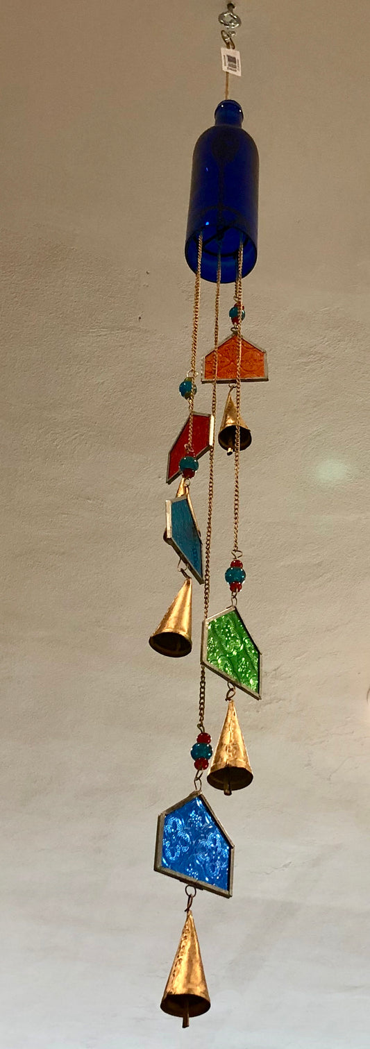 Wind Chime, Blue Bottle with Bells