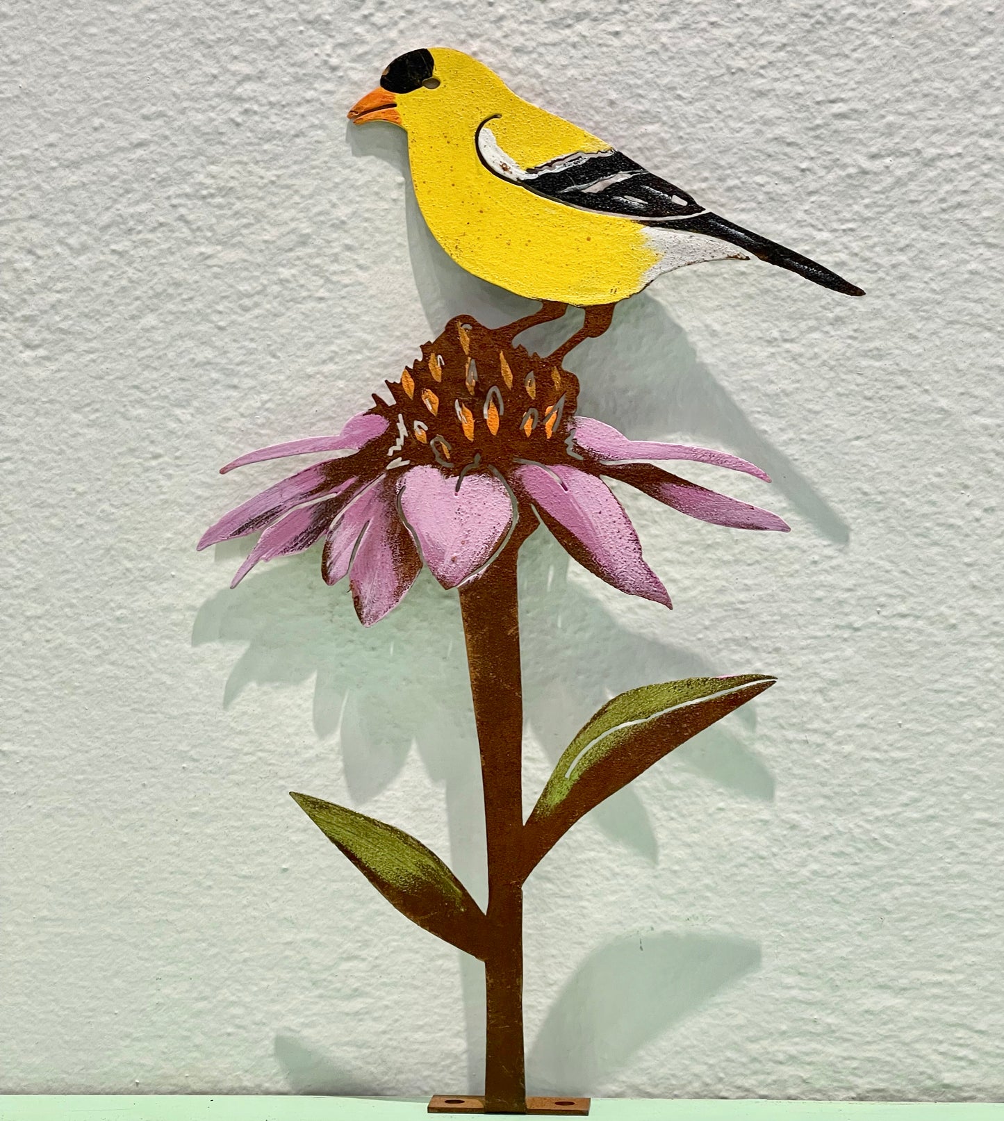 Garden Sculpture, Goldfinch on Cone Flower