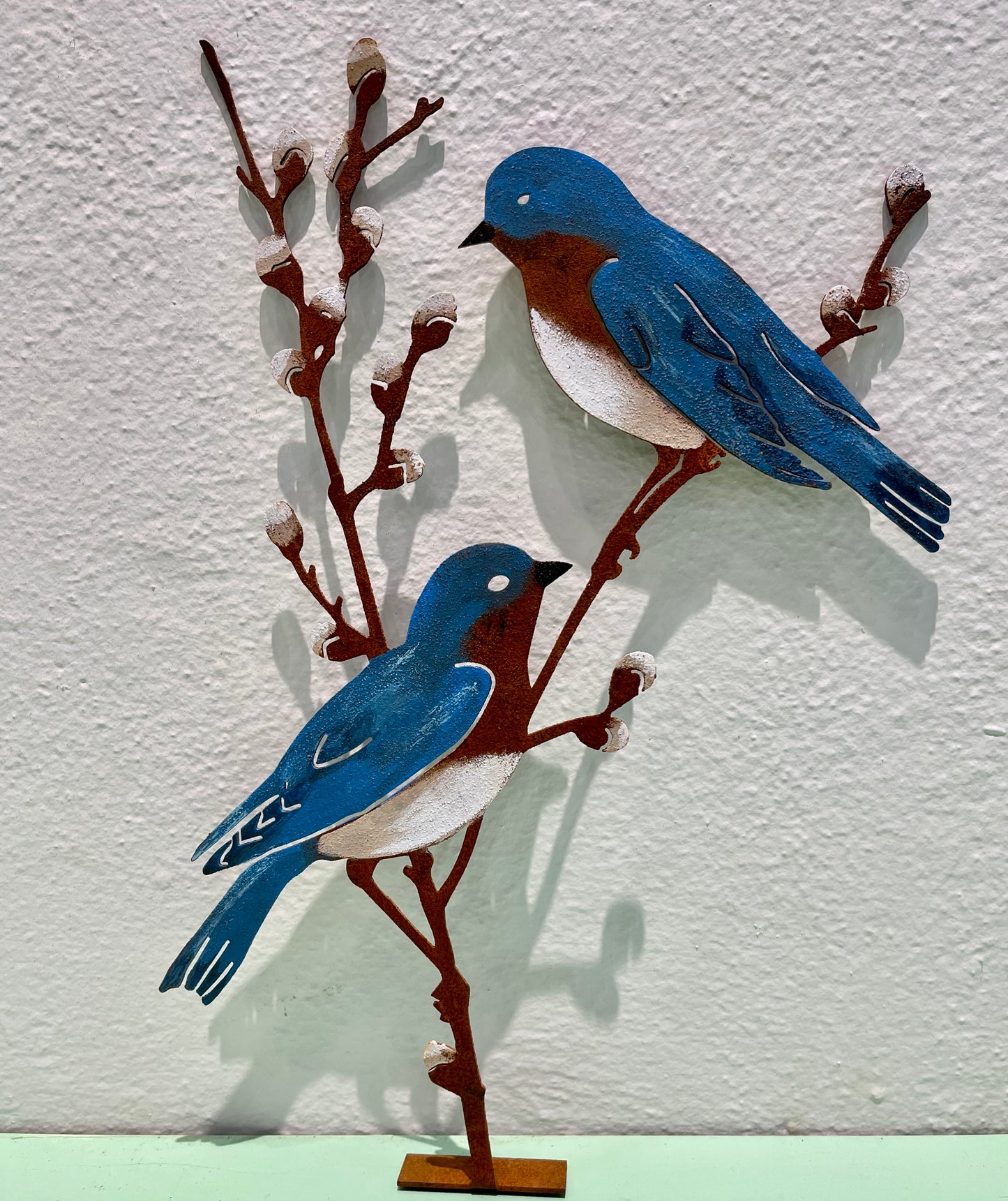 Garden Sculpture, Bluebirds on Pussy Willow