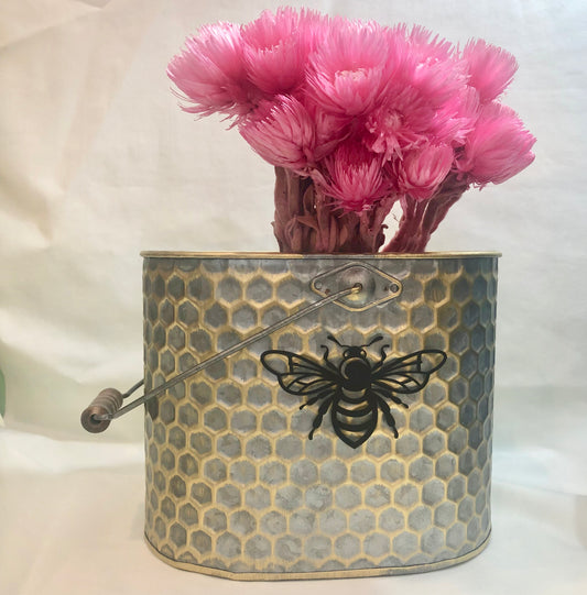 Basket, Metal Honeycomb Design with Bee Motif/Small