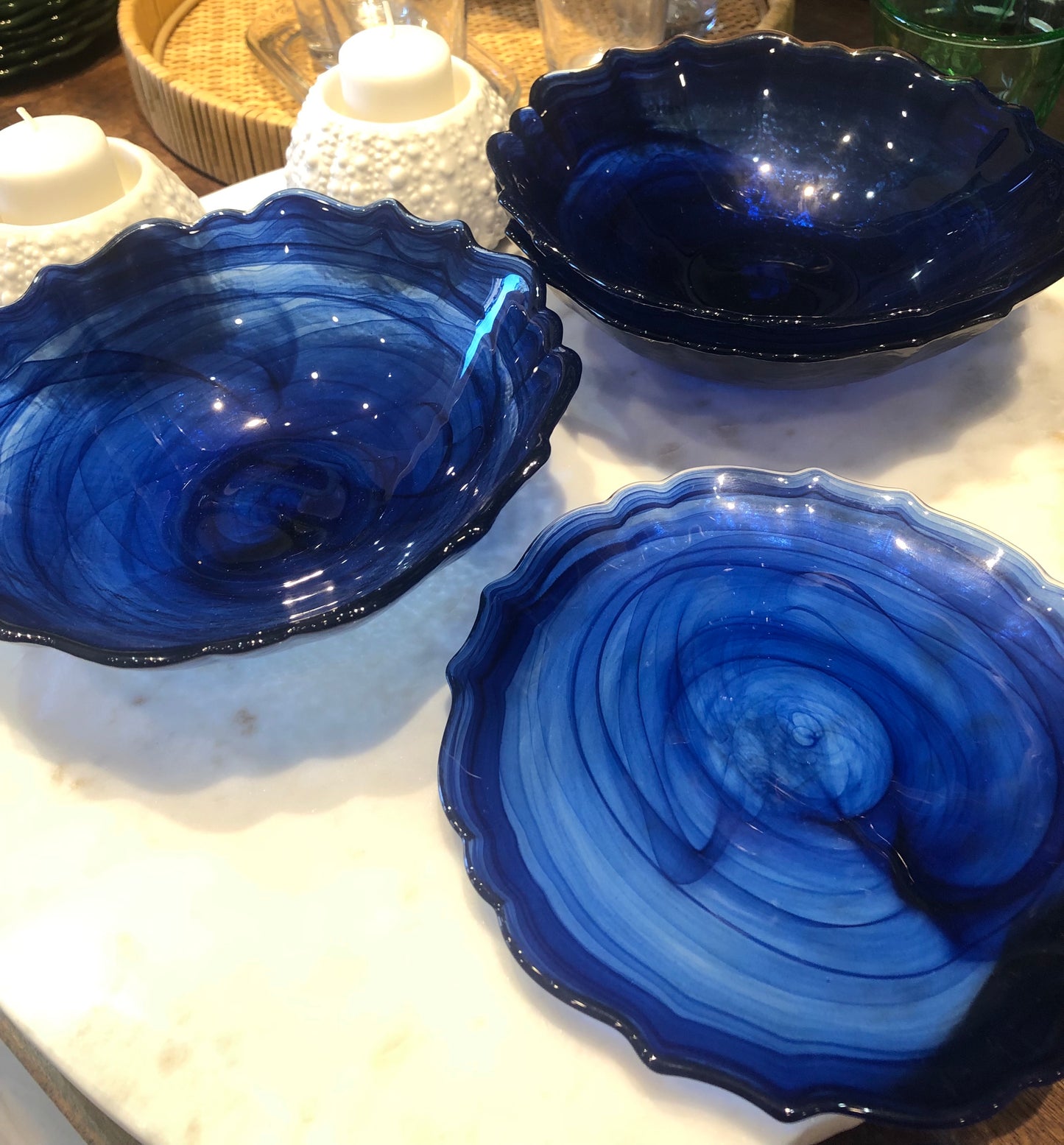 Bowl, Blue Swirl Glass